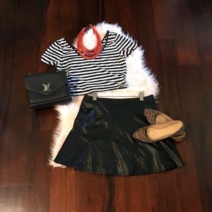 Faux Leather Skater Skirt